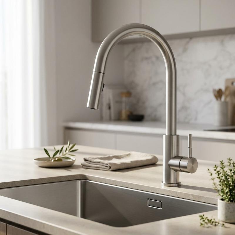 Pure.Sink Elite Steel Stream-S keukenkraan RVS met uittrekbare uitloop PS8045-02